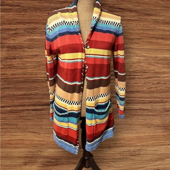 Roughrider by circle t womens button sweater southwestern colorful sz small - Picture 1 of 4